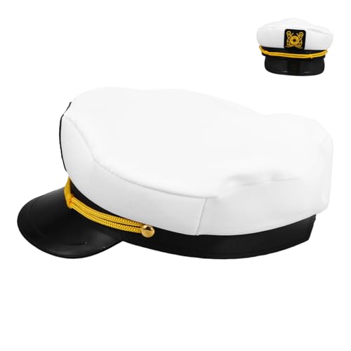 Parliky Weißer Kapitänshut, Verstellbarer Marinehut Für Yachtpartys, Halloween-kostüme, Kapitänsyacht-matrosenhut, Snapback, Verstellbare Seekappe, Marine-kostümzubehör von Parliky