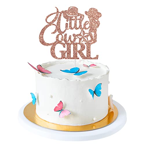 Roségold Glitzer Little Cowgirl Tortenaufsatz, mexikanisches Thema Cowgirl Geburtstag Party Dekorationen, Western Baby Shower Party Dekorationen von Paroke & Bubble