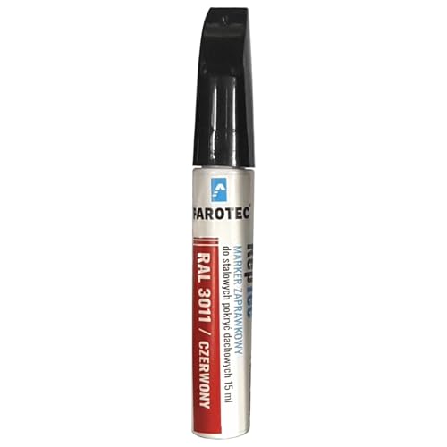 Parotec Retuschiermarker RepTec 15 ml Schnelltrocknende Acrylfarbe für Kratzer und Ausbesserungen, RAL 3011 Rot, mit Korrosionsschutz und Retuschierfunktion von Parotec