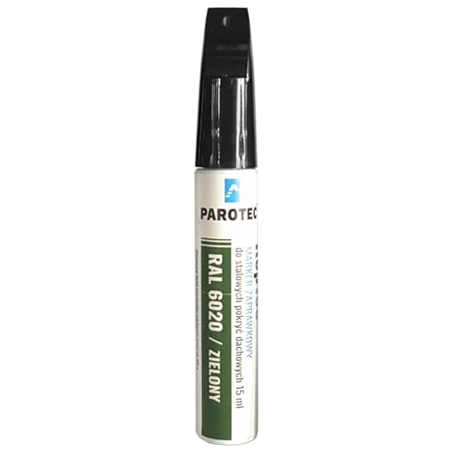 Parotec Retuschiermarker RepTec 15 ml Schnelltrocknende Acrylfarbe für Kratzer und Ausbesserungen, RAL 6020 Grün, mit Korrosionsschutz und Retuschierfunktion von Parotec