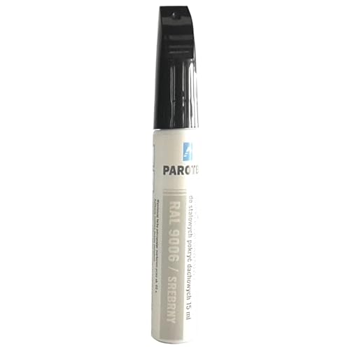 Parotec Retuschiermarker RepTec 15 ml Schnelltrocknende Acrylfarbe für Kratzer und Ausbesserungen, RAL 9006 Silbermetallic, mit Korrosionsschutz und Retuschierfunktion von Parotec