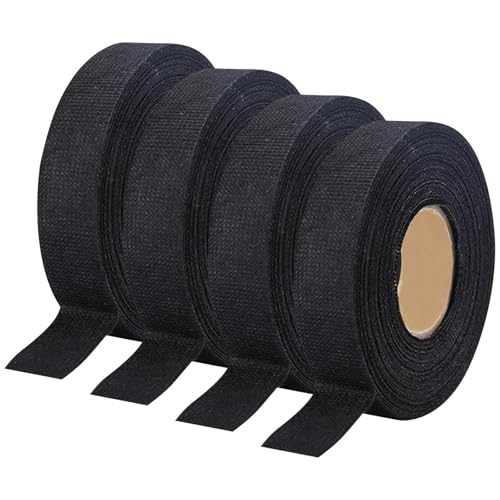 Parthan 4 Rollen Gewebeband Schwarz, 19mmx15m Isolierband für Automobilkabel, Hitzebeständig Gaffa Tape, Panzertape für Automobilkabel, Elektrisches Band, Klebeband Schwarz von Parthan