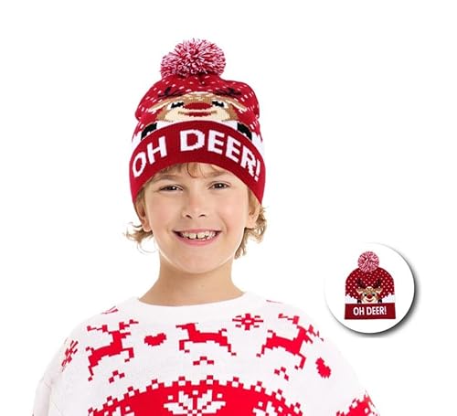 Partilandia Weihnachtsmütze Rentier Oh Deer bordeaux für Kinder von Partilandia