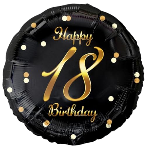 Party Austria Folienballon Geburtstagsballon 45cm Zahlenballon Zahl 18-60 Meilensteinballon Milestone Birthday runder Geburtstag schwarz/weiß Luftballon (18 schwarz) von Party Austria