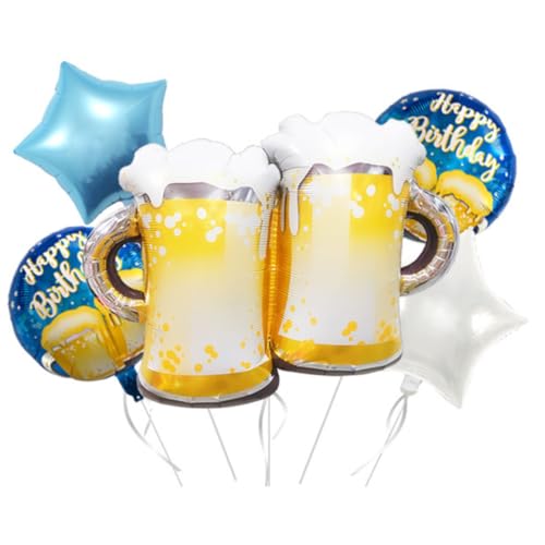 Party Austria Folienballon Geburtstagsballon Happy Birthday runder Geburtstag bunter Luftballon Whiskey/Bier/Weinglas (Bier Set) von Party Austria