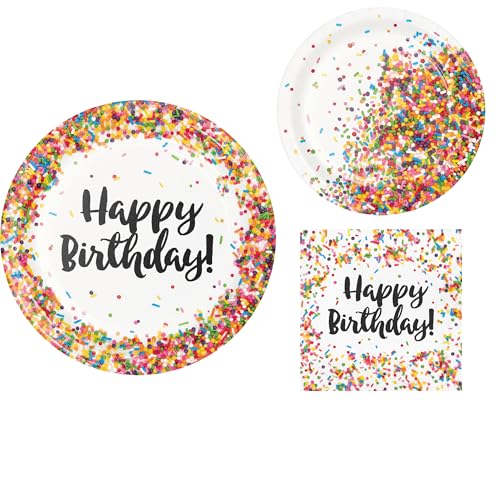 Streusel Partyzubehör | Paket enthält Pappteller und Servietten für 8 Personen | Happy Birthday Thema von Party Creations