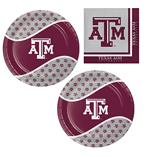 Texas A&M Aggies Partyzubehör - Bundle inkl. Pappteller und Servietten für 16 Personen von Party Creations