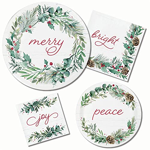 Weihnachts-Party-Zubehör-Set | Urlaubs-Sentiments-Themenpaket enthält Pappteller und Servietten für 8 Personen | fröhliches Grüß-Design von Party Creations