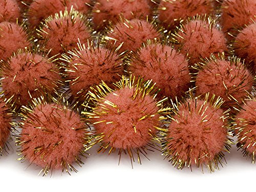 20 Stück Deko Funkelnde Pom Poms für DIY Handwerk Machen und Geburtstag Neujahr Party Dekoration 2cm (Orange) von PartyDeco