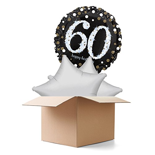 Party Discount Ballongrüsse H-Birthday, Sparkling 60th, 3 Ballons von Party Discount