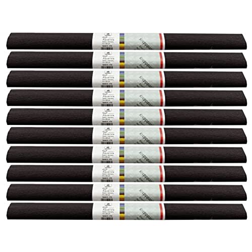 PARTY DISCOUNT wasserfestes Krepppapier | 250x50 cm | Feinkrepp Maibaum Dekoration Farbecht (Schwarz, 10 Rollen) von Party Discount