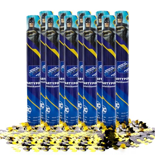 Party Factory `Batman´ Party Popper 10er Set, 40 cm Konfettikanone mit bunt schimmerndem Konfetti, bis zu 8 m Flughöhe von Party Factory