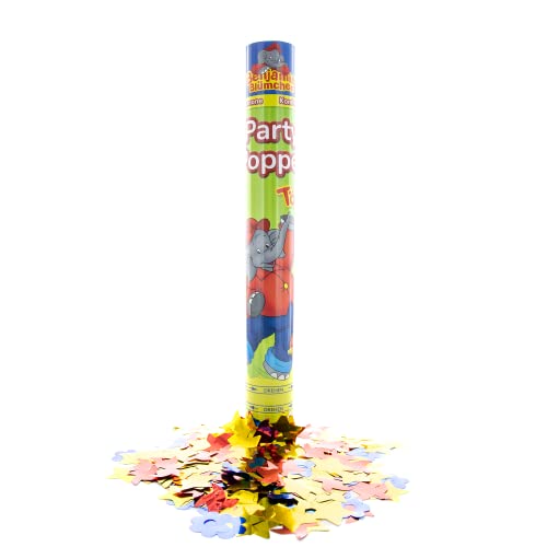 Party Factory `Benjamin Blümchen´ Party Popper 1er Set, 40 cm Konfettikanone mit bunt schimmerndem Konfetti, bis zu 8 m Flughöhe von Party Factory