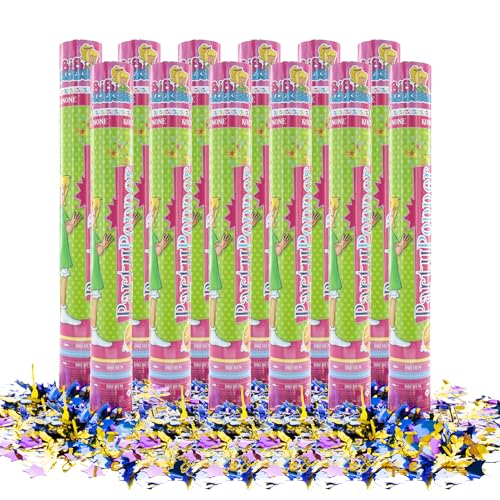 Party Factory `Bibi Blocksberg´ Party Popper 12er Set, 40 cm Konfettikanone mit bunt schimmerndem Konfetti, bis zu 8 m Flughöhe von Party Factory