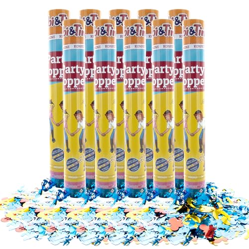 Party Factory `Bibi & Tina´ Party Popper 10er Set, 40 cm Konfettikanone mit bunt schimmerndem Konfetti, bis zu 8 m Flughöhe von Party Factory