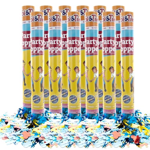 Party Factory `Bibi & Tina´ Party Popper 12er Set, 40 cm Konfettikanone mit bunt schimmerndem Konfetti, bis zu 8 m Flughöhe von Party Factory