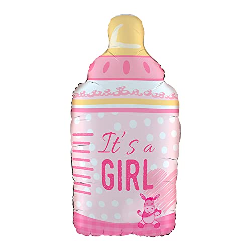 Party Factory Folienballon Babyflasche `It´s a girl´, 30x64cm, rosa, Heliumballon, Luftballon zur Geburt, Hurra ein Mädchen von Party Factory