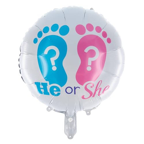 Party Factory Folienballon "He or She" Ø 45cm, Heliumballon, Luftballon zur Geburt, Babyparty von Party Factory