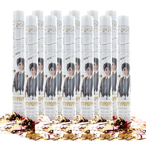 Party Factory `Harry Potter´ Party Popper 12er Set, 40 cm Konfettikanone mit bunt schimmerndem Konfetti, bis zu 8 m Flughöhe von Party Factory