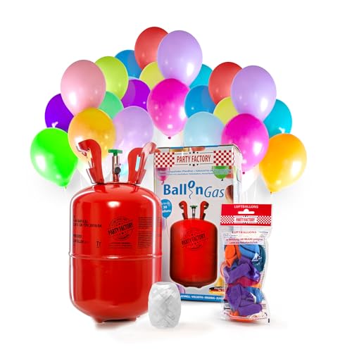 Party Factory Helium Ballongas für 30 Luftballons inkl. 30 Ballons Ballons von Party Factory