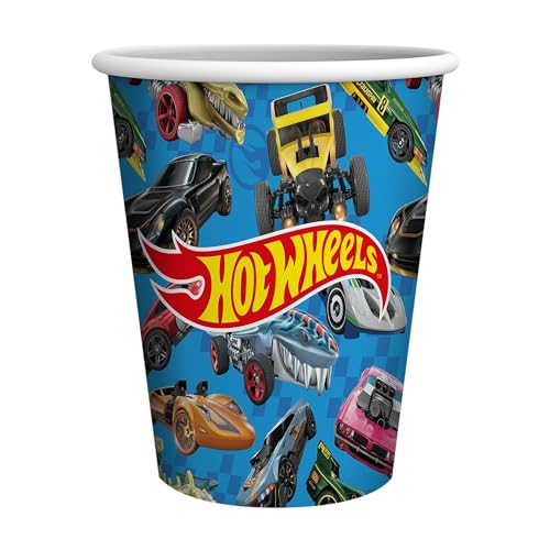 Party Factory `Hot Wheels´ 8 Pappbecher 250ml, Einwegbecher, Papierbecher für Kindergeburtstag oder Mottoparty von Party Factory