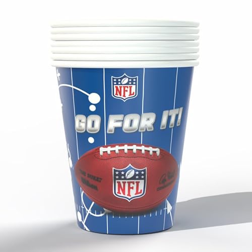 Party Factory NFL Pappbecher 250ml, 6 Stück, Blau, Einwegbecher, NFL Fanartikel, Papierbecher, Deko Football Party von Party Factory