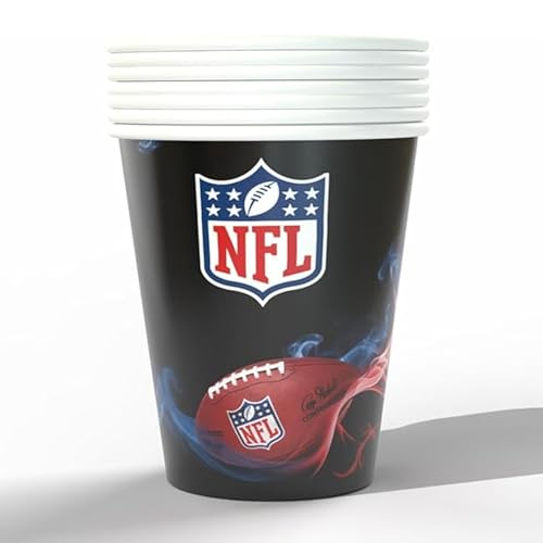 Party Factory NFL Pappbecher 250ml, 6 Stück, Schwarz, Einwegbecher, NFL Fanartikel, Papierbecher, Deko Football Party von Party Factory