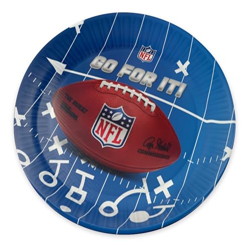 Party Factory NFL Pappteller Ø23cm, 6 Stück, Einwegteller Blau, NFL Fanartikel, Papierteller, Deko Football Party, Teller Einweg von Party Factory