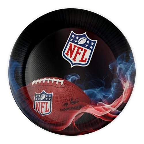 Party Factory NFL Pappteller Ø23cm, 6 Stück, Einwegteller Schwarz, NFL Fanartikel, Papierteller, Deko Football Party, Teller Einweg von Party Factory