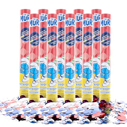 Party Factory `Schlümpfe´ Party Popper 10er Set, 40 cm Konfettikanone mit bunt schimmerndem Konfetti, bis zu 8 m Flughöhe von Party Factory