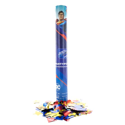 Party Factory `Superman´ Party Popper 1er Set, 40 cm Konfettikanone mit bunt schimmerndem Konfetti, bis zu 8 m Flughöhe von Party Factory