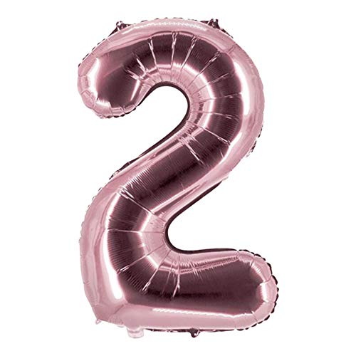 Party Factory XXL Folienballon Zahl 2, Luftballon 100cm, rosé, Geburtstag, Abi, Jubiläum, Party Ballon, Heliumballon, Deko von Party Factory