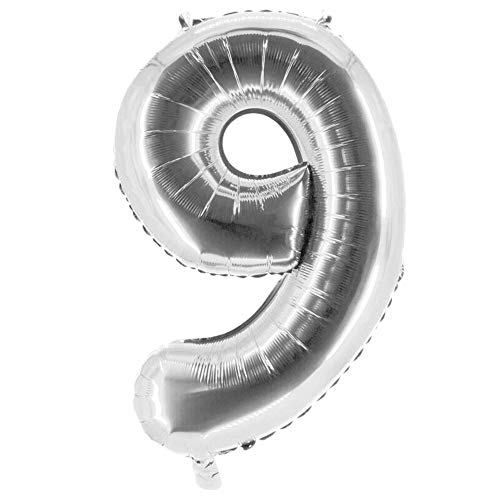 Party Factory XXL Folienballon Zahl 9, Luftballon 100cm, silber, Geburtstag, Abi, Jubiläum, Party Ballon, Heliumballon, Deko Party Factory XXL Folienballon Zahl 9, Luftballon 100cm, silber, Geburtstag, Abi, Jubiläum, Party Ballon, Heliumballon, Deko von Party Factory