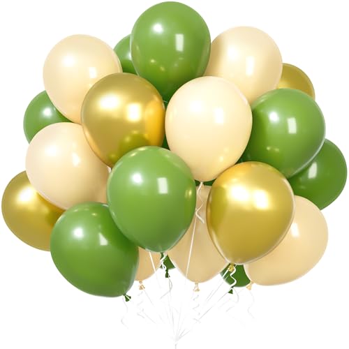 Grüne Luftballons Gold Salbei Grün Beige Ballons mit Metallic Goldene Luftballons für Geburtstag Baby Shower Jubiläum Hochzeit Party Dekoration (30 Stück) von Party Forest