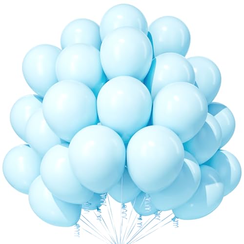 Pastell Baby Blau Luftballons, 30 Stück 12 Zoll Verdicken Latex Helium Party Ballons mit 2 Rollen Band für Jungen Geburtstag Gender Reveal Babyparty Hochzeiten Verlobung Party Dekorationen von Party Forest