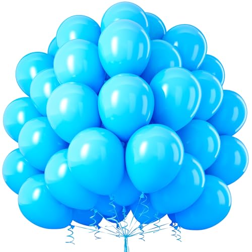 Luftballons Blaue, 50 Stück 12 Zoll Matt Hellblau Luftballons Himmelblau Ballons mit Ballonband für Männer Jungen Deko Geburtstag Hochzeit Babyparty Karneval Jubiläum Graduierung Taufen Dekorationen von Party Forest