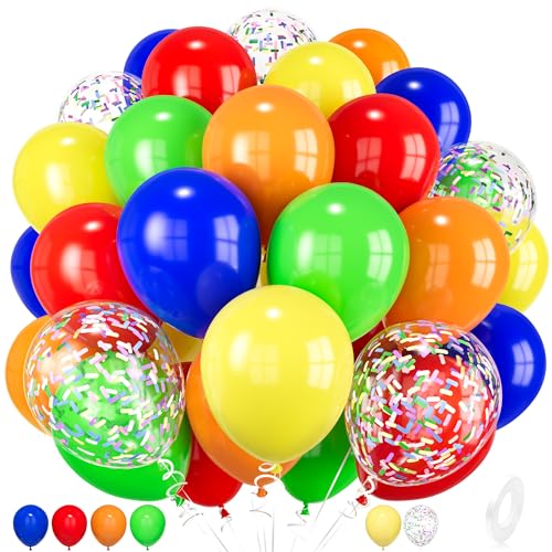 Luftballons Bunt Luftballons Regenbogen Geburtstag Deko Bunte Helium Konfetti Ballons für Kindergeburtstag Karneval Babyparty Hochzeit Party Deko (30 Stück) von Party Forest