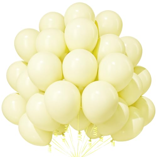 Macaron Gelb Luftballons, 30 Stück 12 Zoll Verdicken Latex Helium Party Ballons mit 2 Rollen Band für Geburtstag Babyparty Hochzeiten Jubiläums Sommer Biene Thema Party Dekorationen von Party Forest