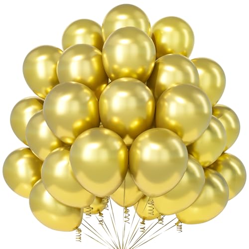 Gold Luftballons, 30 Stück 12 Zoll Verdicken Latex Helium Metallisch Party Ballons mit 2 Rollen Band für Golden Hochzeiten Verlobung Geburtstag Silvester Party Dekorationen von Party Forest