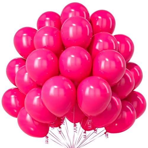 Heißes Pink Luftballons, 30 Stück 12 Zoll Verdicken Latex Helium Party Ballons mit 2 Rollen Band für Mädchen Prinzessin Geburtstag Babyparty Hochzeit Verlobung Jubiläums Thema Party Dekorationen von Party Forest