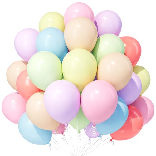 Pastell Mehrfarbig Regenbogen Luftballons, 30 Stück 12 Zoll Verdicken Latex Helium Party Ballons mit 2 Rollen Band fürMädchen Jungen Babyparty Geburtstag Hochzeiten Jubiläums Party Dekorationen von Party Forest