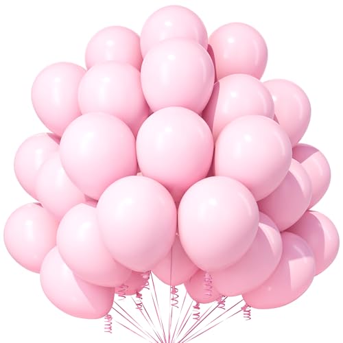 Pastell Baby Rosa Luftballons, 30 Stück 12 Zoll Verdicken Latex Helium Party Ballons mit 2 Rollen Band für Mädchen Geburtstag Gender Reveal Babyparty Verlobung Jubiläums Prinzessin Party Dekorationen von Party Forest