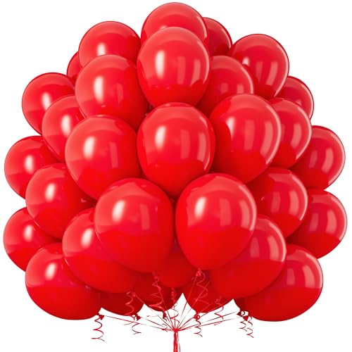 Luftballons Rot, 50 Stück 12 Zoll Matt Rote Helium Latex Luftballons Ballons für Mädchen Frauen Jungen Deko Geburtstag Hochzeit Weihnachten Silvester Karneval Jubiläum Taufen Babyparty Deko von Party Forest