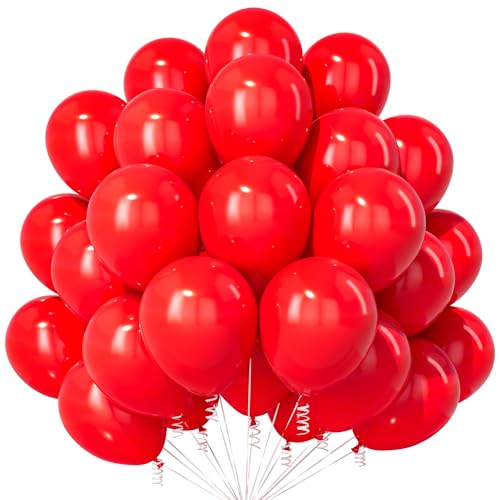 Rote Luftballons, 30 Stück 12 Zoll Verdicken Latex Helium Party Ballons mit 2 Rollen Band für Geburtstag Valentinstag Hochzeiten Verlobung Babyparty Weihnachten Party Dekorationen von Party Forest