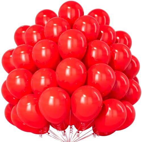 Rote Luftballons, 50 Stück 12 Zoll Verdicken Latex Helium Party Ballons mit 2 Rollen Band für Geburtstag Valentinstag Hochzeiten Verlobung Babyparty Weihnachten Party Dekorationen von Party Forest