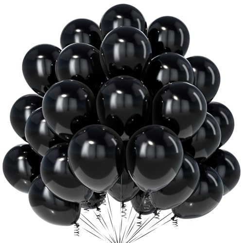 Schwarz Luftballons, 30 Stück 12 Zoll Verdicken Latex Helium Party Ballons mit 2 Rollen Band für Geburtstag Halloween Abschlussfeier Babyparty Verlobung Jubiläums Party Dekorationen von Party Forest