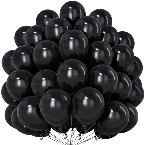 Schwarz Luftballons, 50 Stück 12 Zoll Verdicken Latex Helium Party Ballons mit 2 Rollen Band für Geburtstag Halloween Abschlussfeier Babyparty Verlobung Jubiläums Party Dekorationen von Party Forest