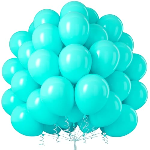 Luftballons Teal Blau, 50 Stück 12 Zoll Matt Turquoise Teal Luftballons Blaugrün Ballons mit Ballonband für Geburtstag Hochzeit Brautdusche Karneval Graduierung Babyparty Taufen Party Dekorationen von Party Forest