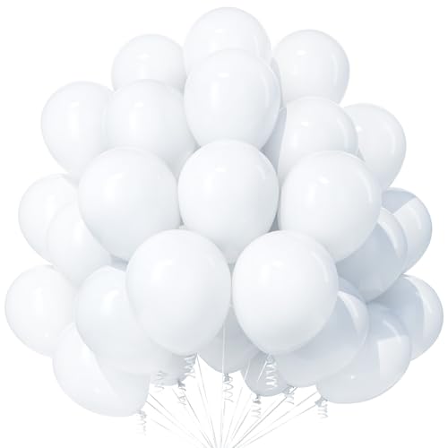 Weiß Luftballons, 30 Stück 12 Zoll Verdicken Latex Helium Party Ballons mit 2 Rollen Band für Boho Hochzeit Verlobung Braut Babyparty Jubiläums Geburtstag Party Dekorationen von Party Forest