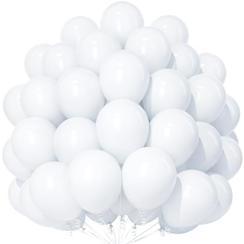 Weiß Luftballons, 50 Stück 12 Zoll Verdicken Latex Helium Party Ballons mit 2 Rollen Band für Boho Hochzeit Verlobung Braut Babyparty Jubiläums Geburtstag Party Dekorationen von Party Forest